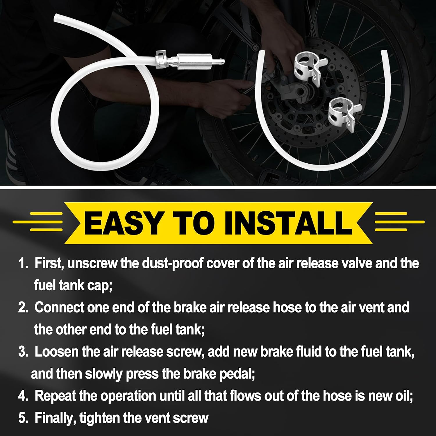 Brake Bleeder Kit Brake Bleed Hose Kit Universal Break Bleeder Kit Car Accessories for Car Motorbike Bike w/One Way Check Valve and Clamp