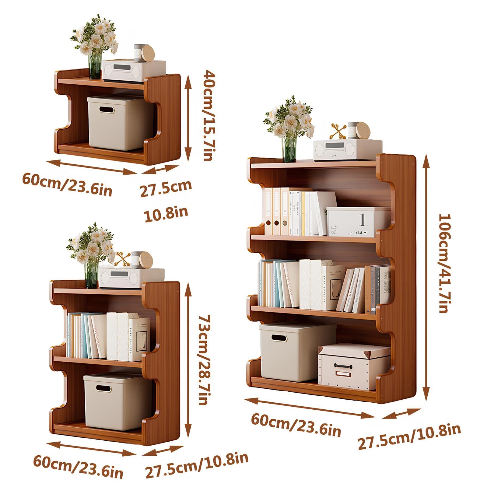 Estantería Abierta, Librería Bambú, Estantería Estrecha Muebles De Salón, Para Salón, Oficina, Estudio(60 * 27.5 * 40cm)