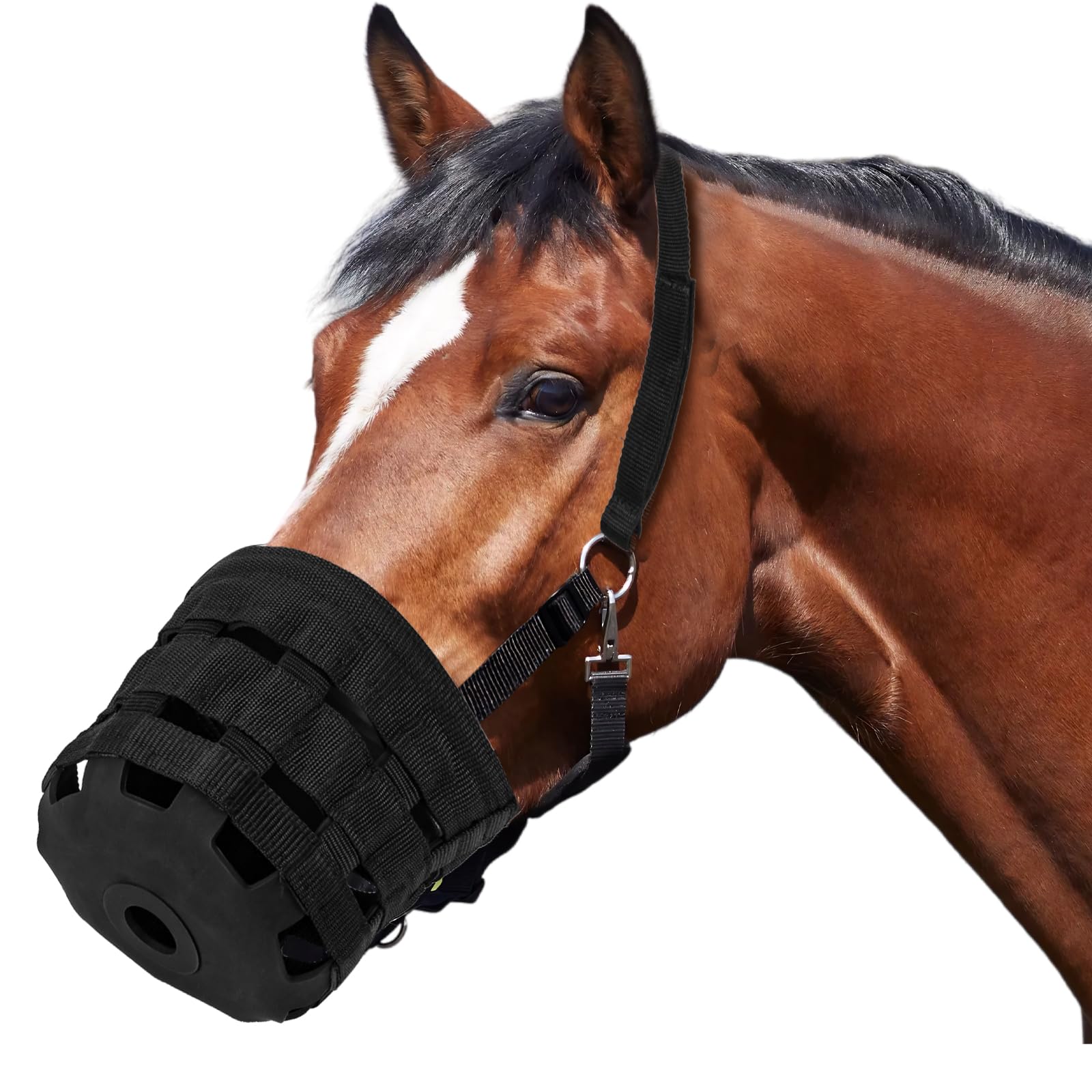 IKILEOGY Durable Ventilated Grazing Muzzle with Attached Breakaway Halter - Lightweight Horse Muzzle, Supports Natural Grazing, Restricts Food Intake,
