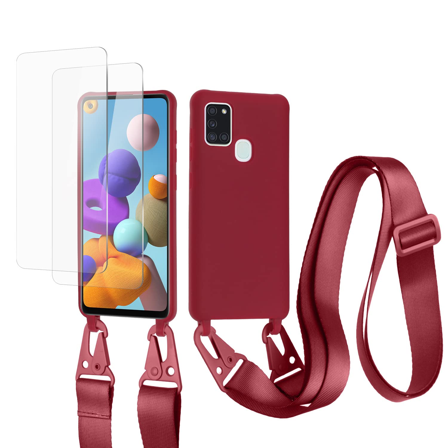 vrupin Funda Compatible con iPhone 13.con (2 x Protector Pantalla)con Cuerda Case con Ajustable Cordón.Silicona Líquida Funda-Loto Color — view 10