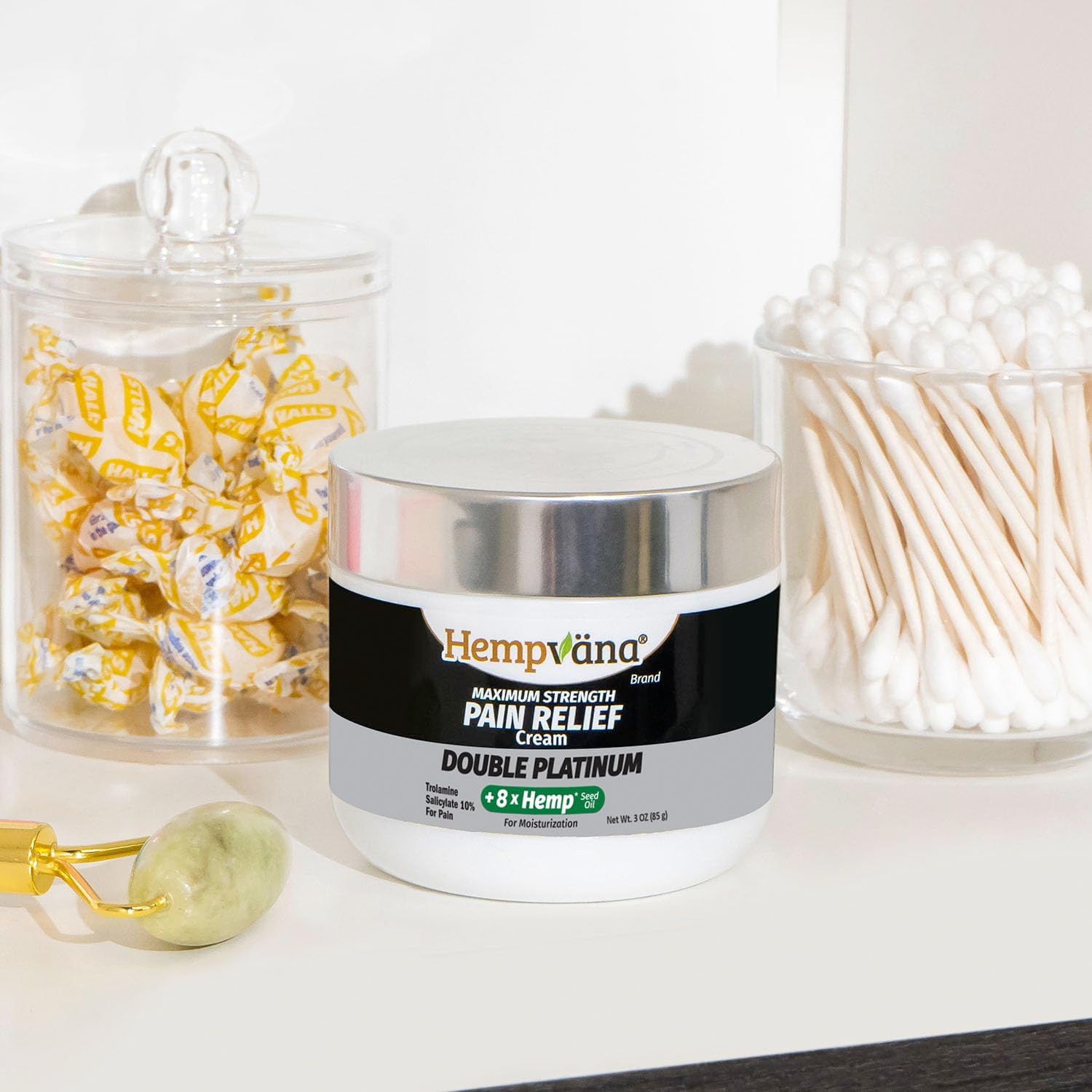 Hempvana Double Platinum Relief Cream. 8X Hemp Extract & Maximum Strength for Back, Neck, Knees, Shoulders & More. AS SEEN ON TV. Odor-Free, Non-Greasy, Quickly Absorbs, 8X More Hemp, 3 Oz Jar