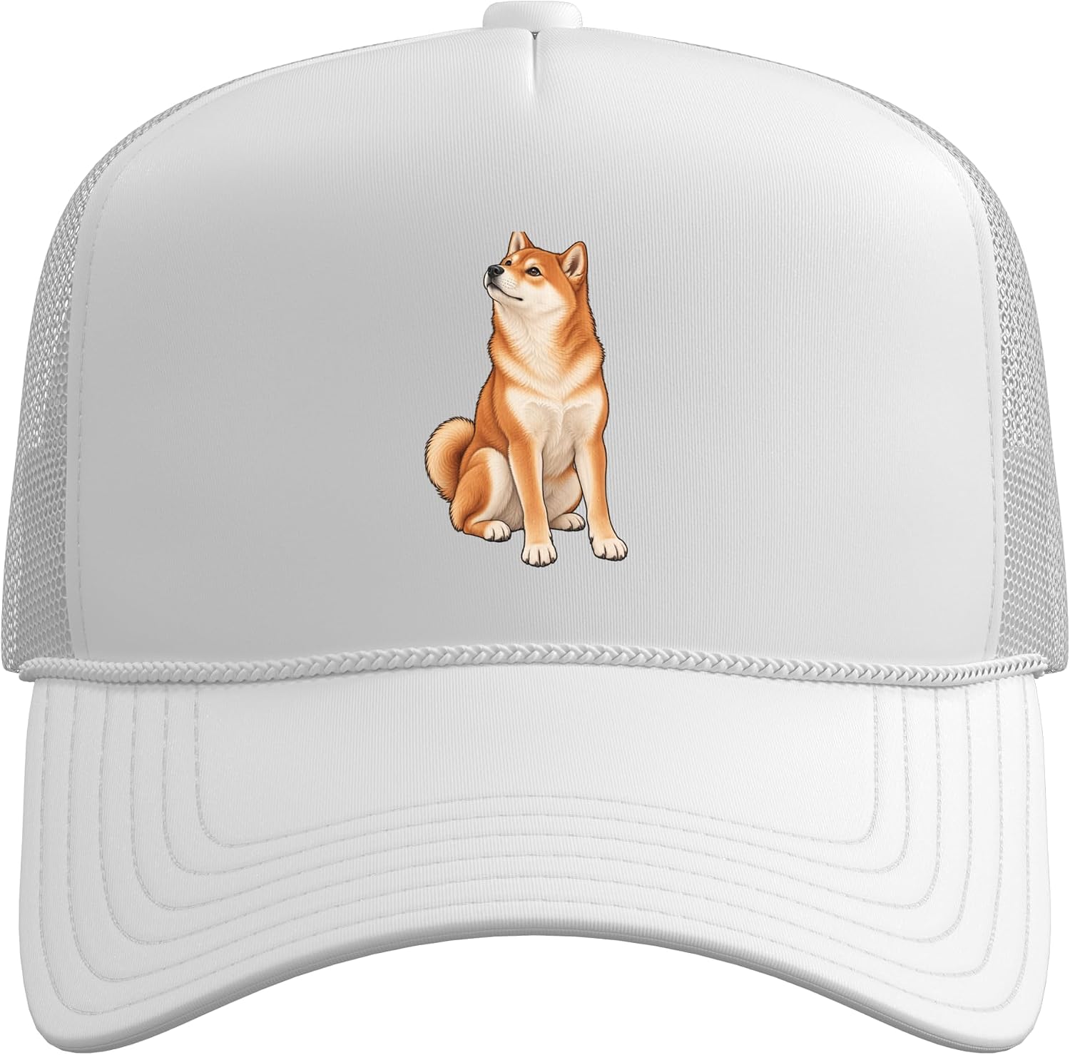 Cute Mens Womens Girl Moms Art Sitting Shiba Inu Dog Lover Trucker Hat with Adjustable Mesh Back image 2