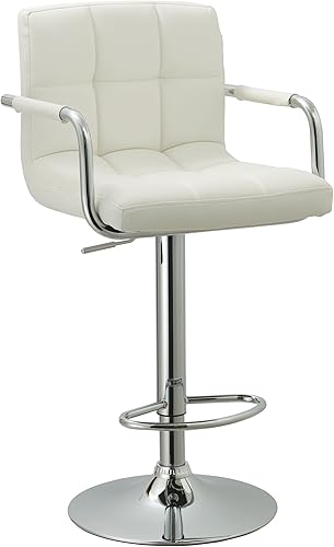 AC Pacific Taburete giratorio contemporáneo de cocina con cojín y reposabrazos, 24-33 pulgadas, color blanco disponible en Yaxa Costa Rica