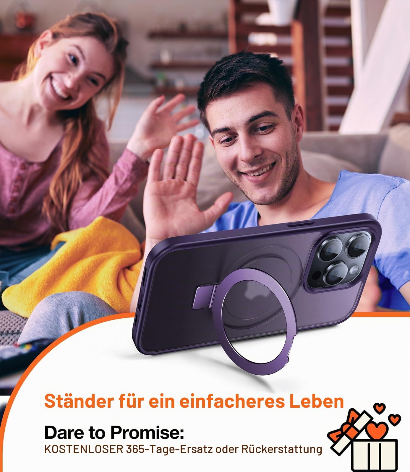 Chicfun 3-in-1 MagStänder für iPhone 14 Pro Hülle für MagSafe [Nr. 1 Magnetkraft+Handlicher Ständer+Militär Stoßfest] Schutzhülle Handyhülle iPhone 14 Pro Phone Case Cover Violett
