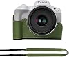 Canon EOS R50 Camera Half Case for Canon ITARUKEN Camera Case PU Leather for EOS R50 Hand Grip with Tripod Hole Protective Cover with Shoulder Strap Green
