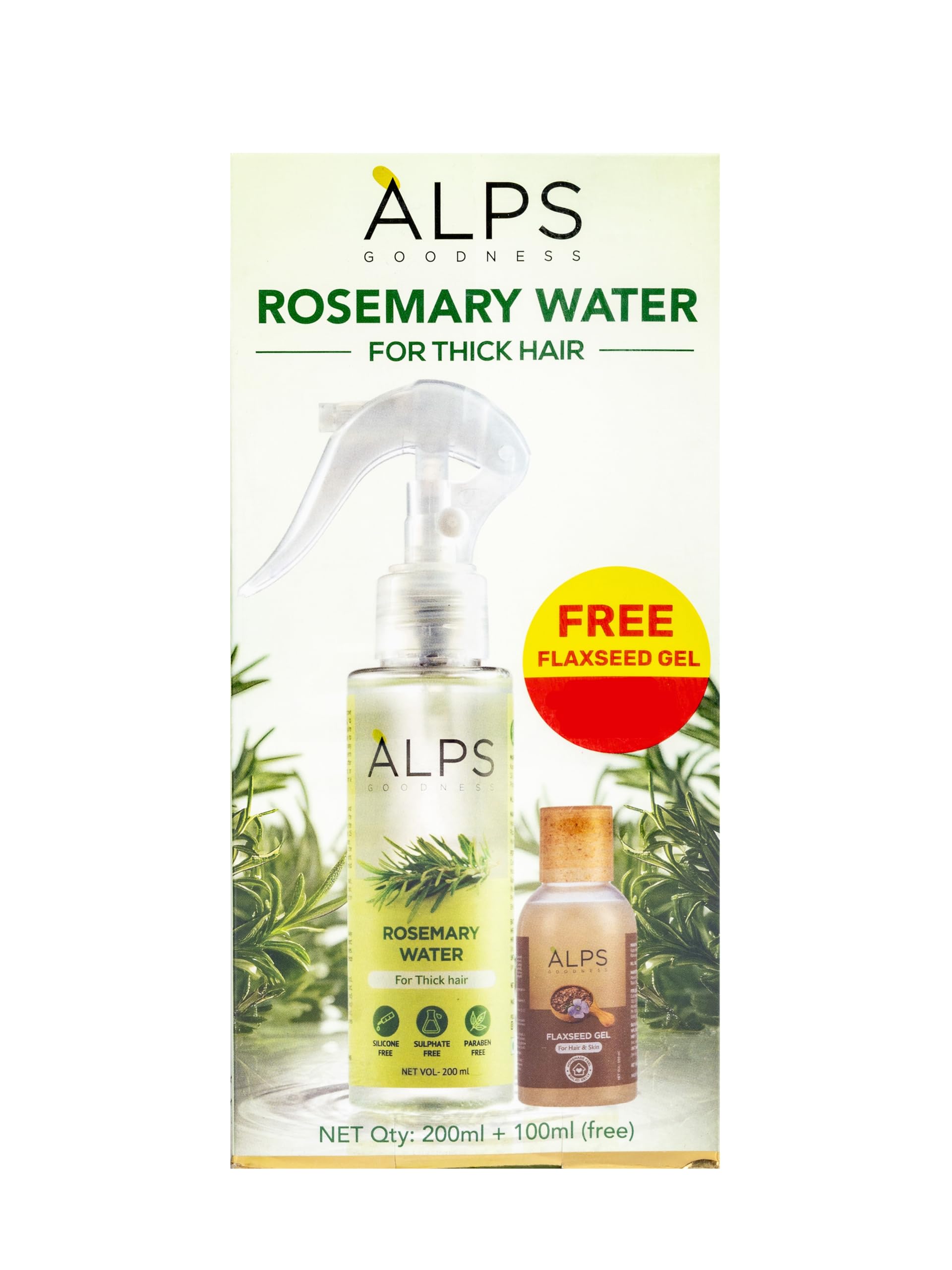 Alps Goodness Rosemary Water 200 ml + Flaxseed Gel 100 ml Combo Pack-picture-12