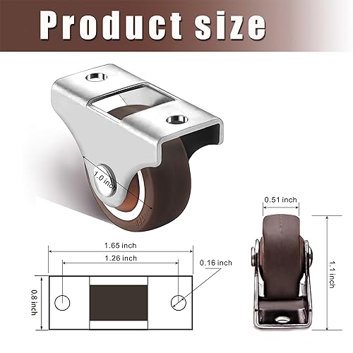Miniatura 9 de AONMTOAN Ruedas giratorias rígidas fijas no giratorias, ruedas fijas de placa superior, ruedas de goma (4 unidades, 1.5 pulgadas)
