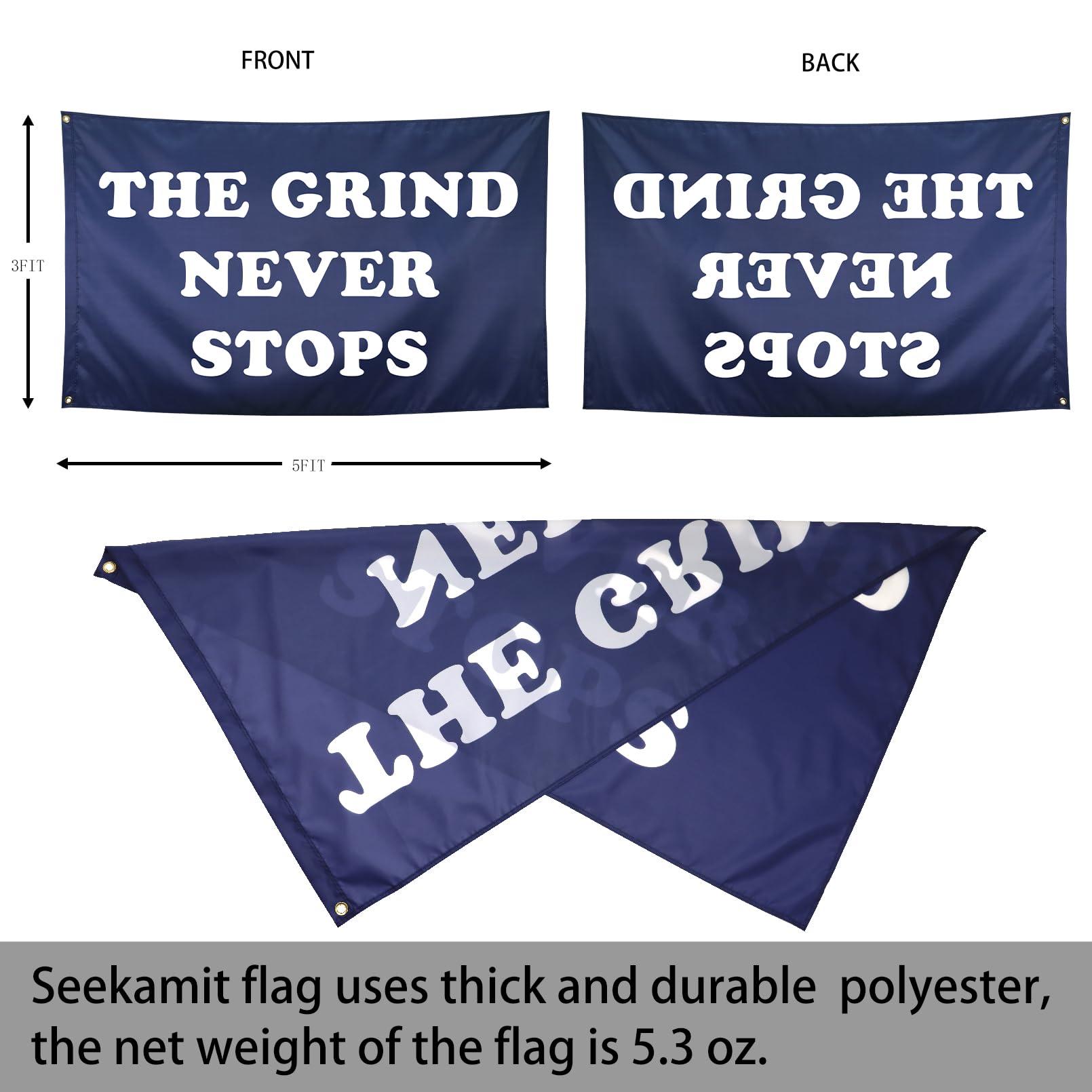 The Grind Never Stops-Flagge – Pink, Motivierend, Perfekt Fürs College-Wohnheim Oder Zimmerdeko