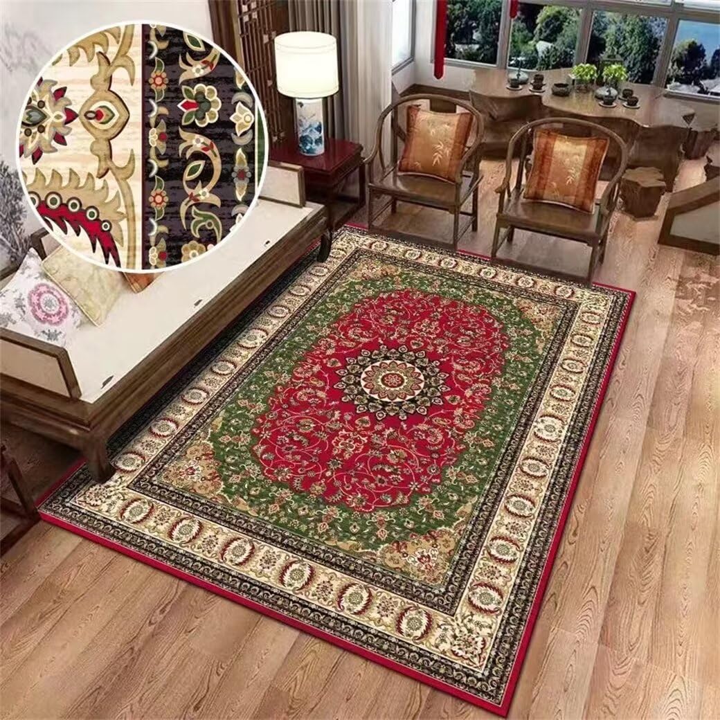 Tapis chambre ado garçon rouge 150x200cm lavable et antidérapant rétro