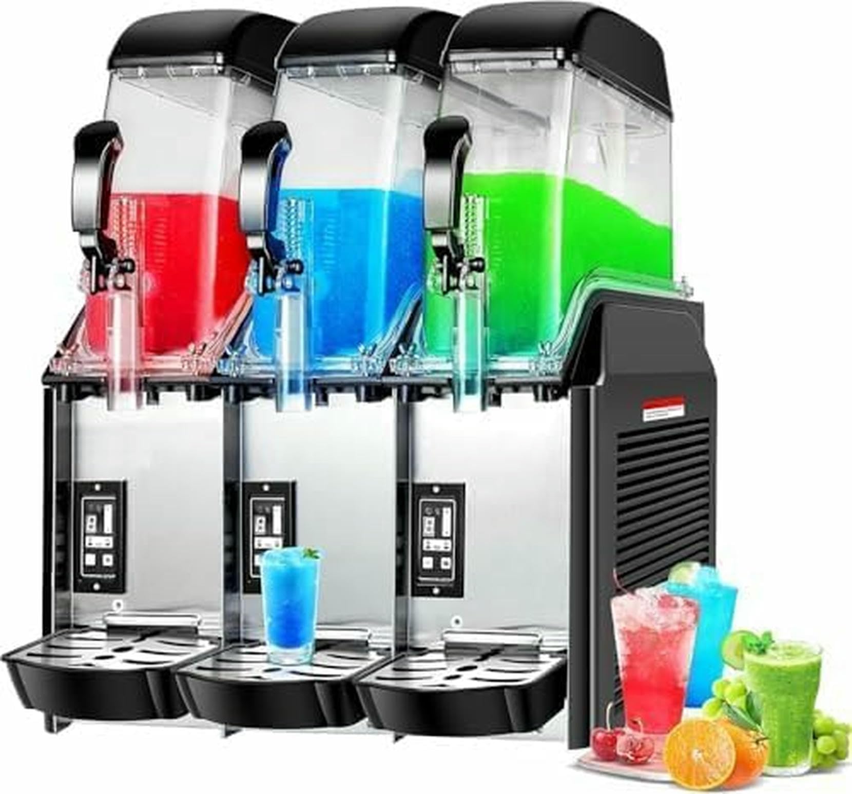 Macchina per Granite Professionale da 1500 W per ristoranti e Bar - Macchina per Bevande ghiacciate per Feste, frullati e Cocktail - Macchina per Granite ad Alta capacità (3 Triple Tank)