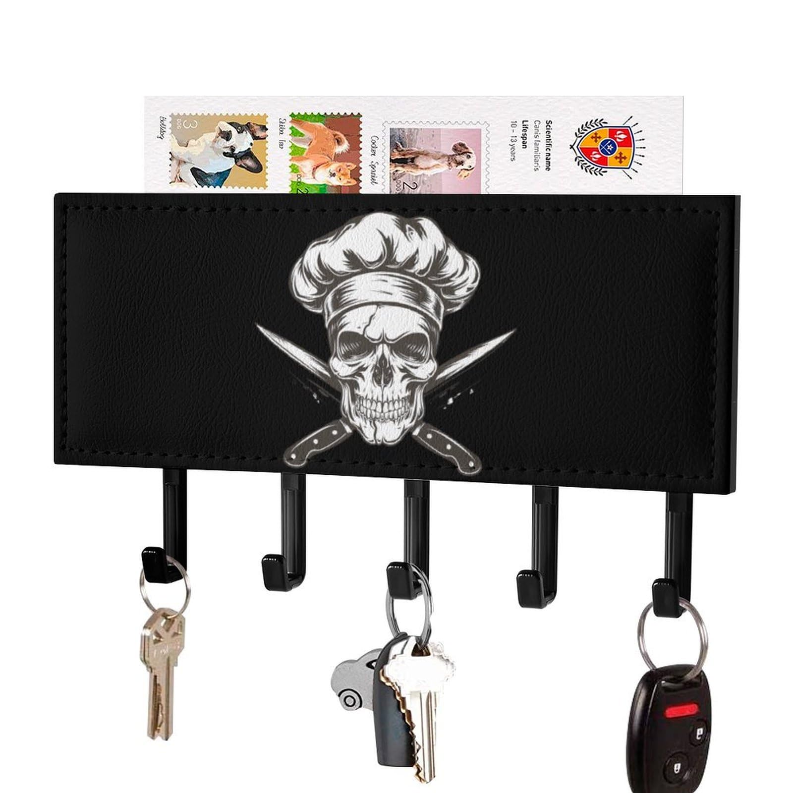 NCLQVJXZKHW Skull Chef Gangster Key Holder with 5 Hooks Key Hooks Wall Mounted Key Racks Key Hanger Organiser Shelf