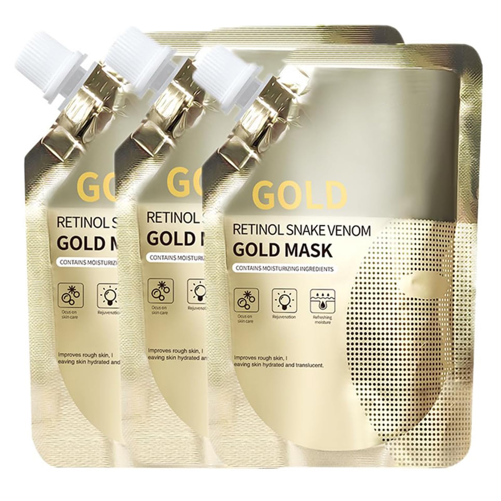 Retinol Snake Venom Peptide Gold Mask Anti-aging Clear and Moisturizing Improving Rough Skin Peeling Mask, Tightening Moisturizing Toning and Nourishing The Skin (3PCS)