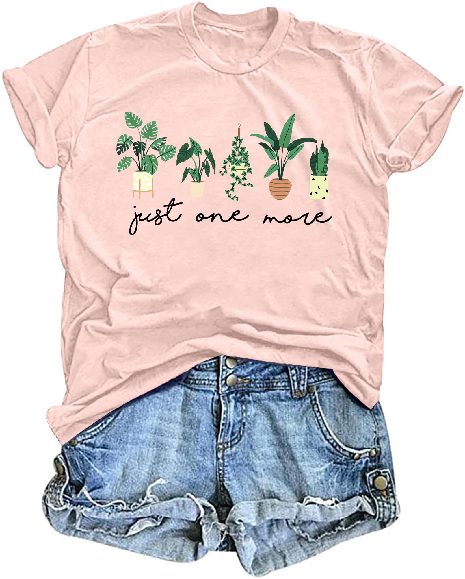 LHBNKPlant Shirts for Women Just One More Plant T Shirt Funny Gardening Graphic Tees Plant Lover Gift Tops