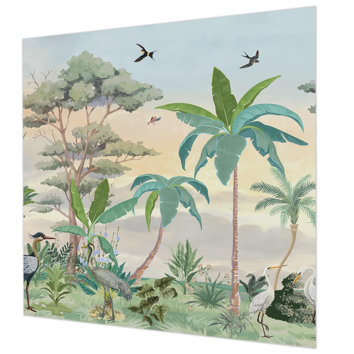 Tapisserie intissée flore exotique déco murale salon chambre 250x250