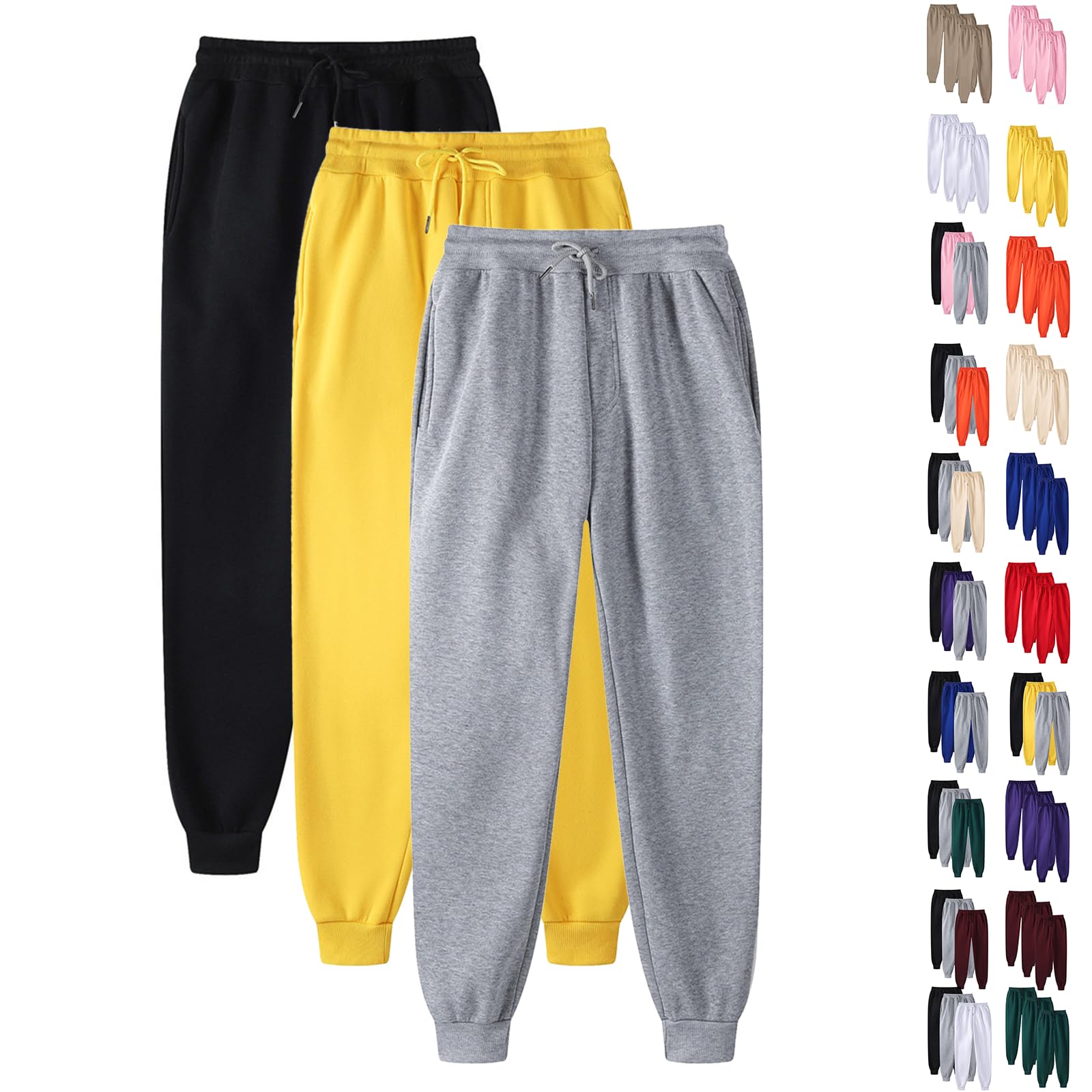 Pack de 3 pantalones de chándal para mujer, cintura alta, pantalones de