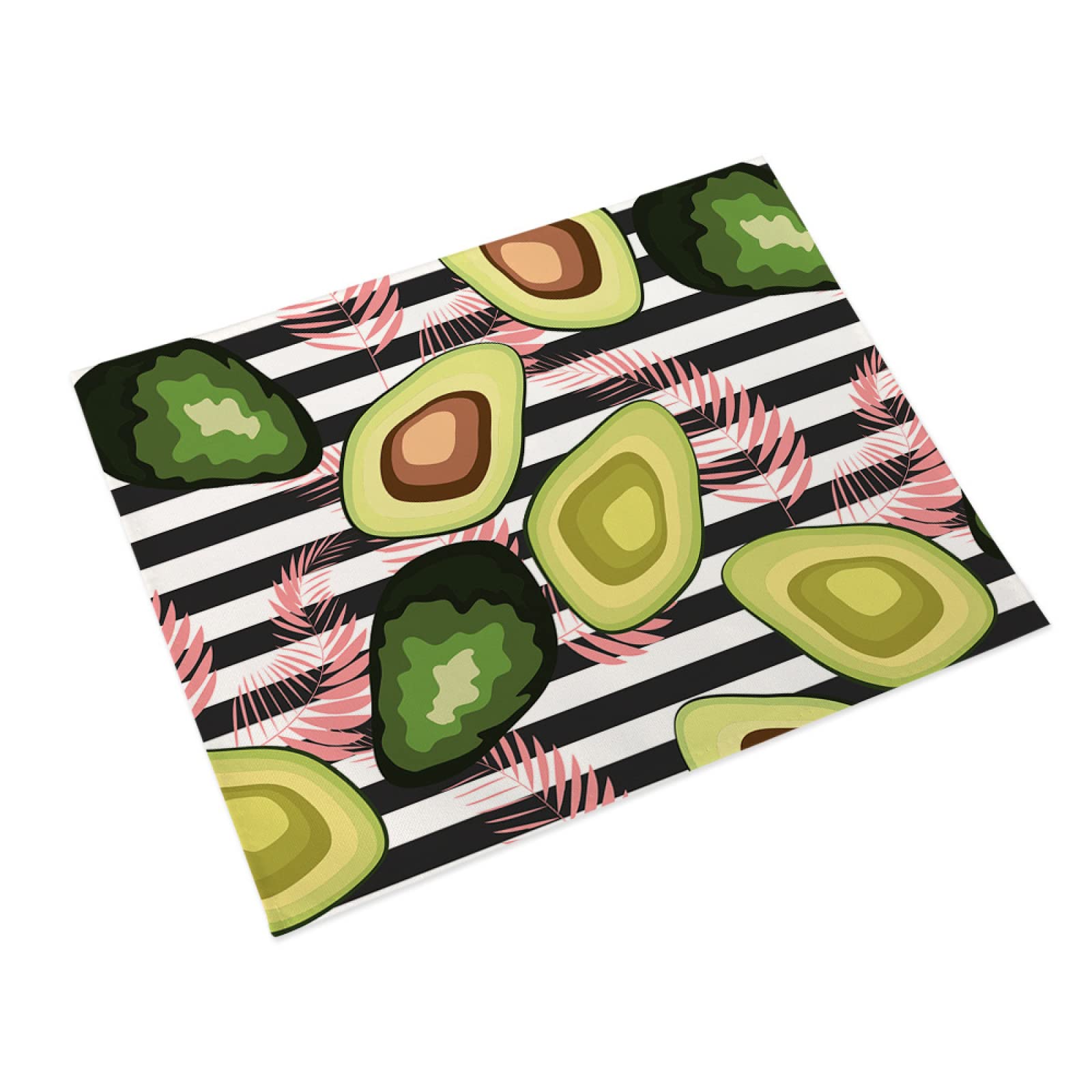 Manteles Individuales Aguacate Rosa Hoja Mantel Individual Algodón y Lino Lavable Salvamanteles Individuales Resistente al Calor Bajoplatos Individuales Mesa Tapetes para Mesa 30x45cm 6 Pcs