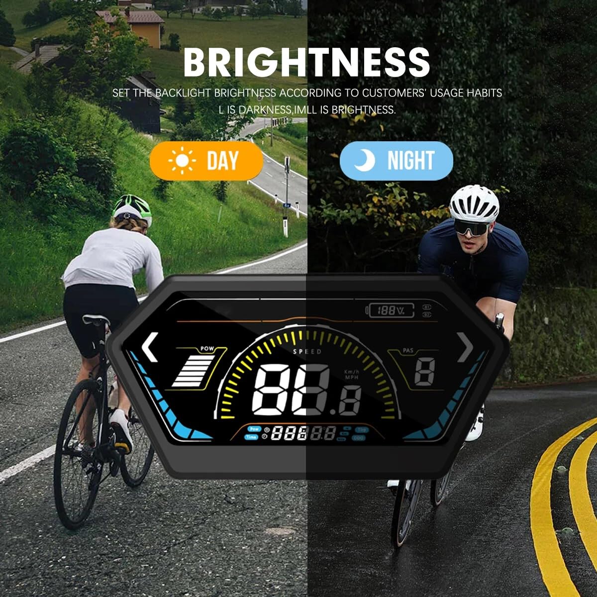 Panel kontrolny do rowerów elektrycznych, ekran LCD do rowerów, 24 V-72 V, złącze sterujące E-LCD, tachometr rowerowy, licznik kilometrów, komputer rowerowy do modowania
