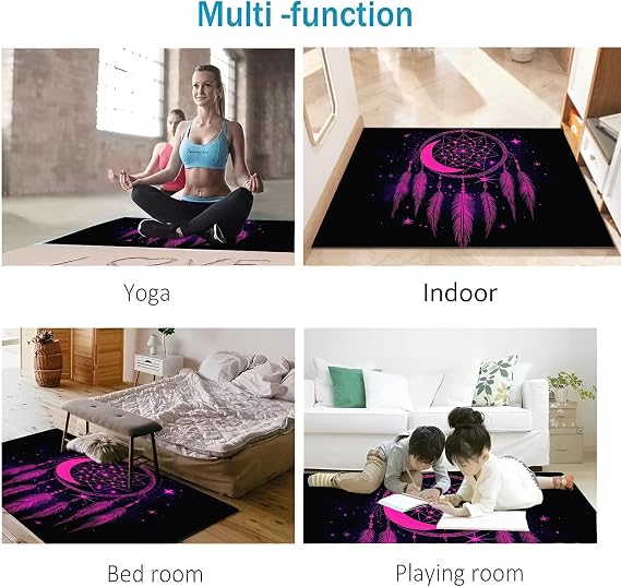 Door Mats Indoor - Doormat Home Decoration Welcome Floor Mat, Dream Catcher Washable Door Matts Indoor, Heavy Duty Non-Slip Entrance Mat, Absorbent Front Door Mat Moon Star Dream Catcher - Black 40X