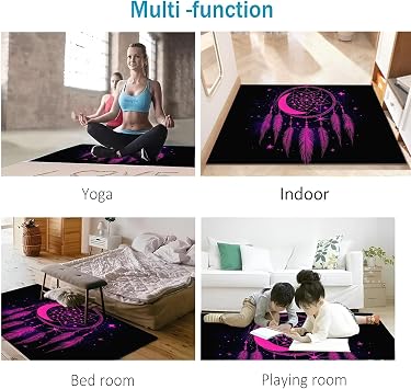 Door Mats Indoor - Doormat Home Decoration Welcome Floor Mat, Dream Catcher Washable Door Matts Indoor, Heavy Duty Non-Slip Entrance Mat, Absorbent Front Door Mat Moon Star Dream Catcher - Black 40X