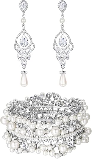 EVER FAITH Austrian Crystal Halloween Skull Cross Adjustable Ring Bracelet Set Gothic Jewelry