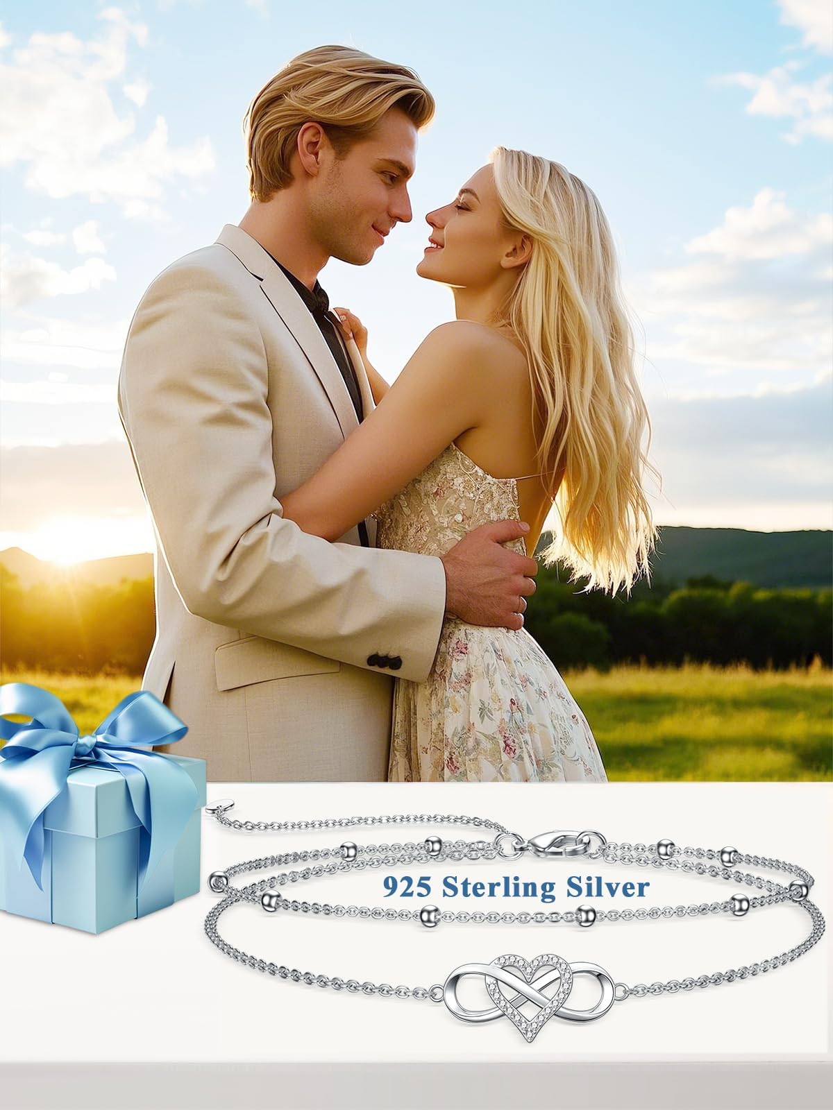 Dorunmo 925 Sterling Silber Unendliches Herz Armband Fußkettchen Ideal für Muttertag, Weihnachten und Geburtstage Perfektes Schmuckgeschenk für Ehefrauen, Freundinnen und Mütter