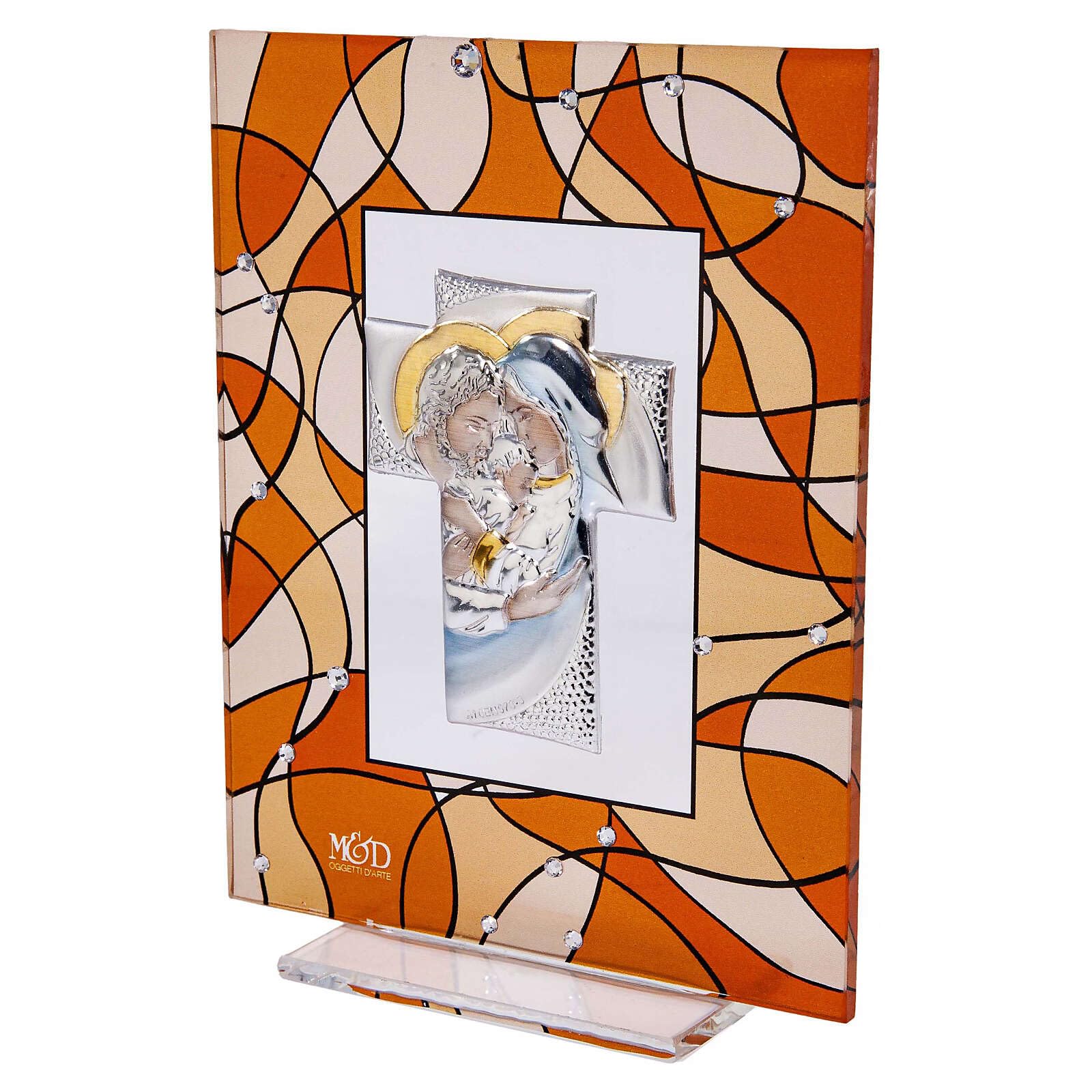 Glass Wedding Favour, Holy Family, Amber-Coloured, 5.5x4.5 in