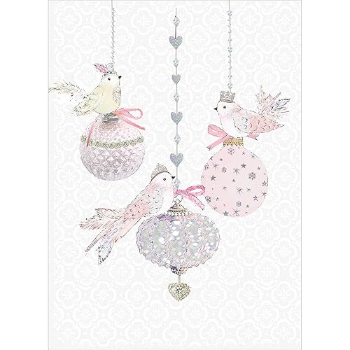 Tree-Free Greetings Holiday Greeting Cards, Bird Ornament Merry Christmas, Vintage