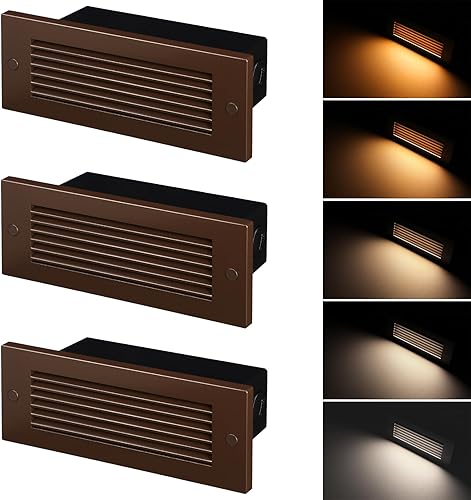 LEONLITE 3CCT - Luces LED para escalones de 120 V-277 V, regulables, 4.5 W, 300 lúmenes, antirreflejos, luces LED para escalones de escalera, 2700