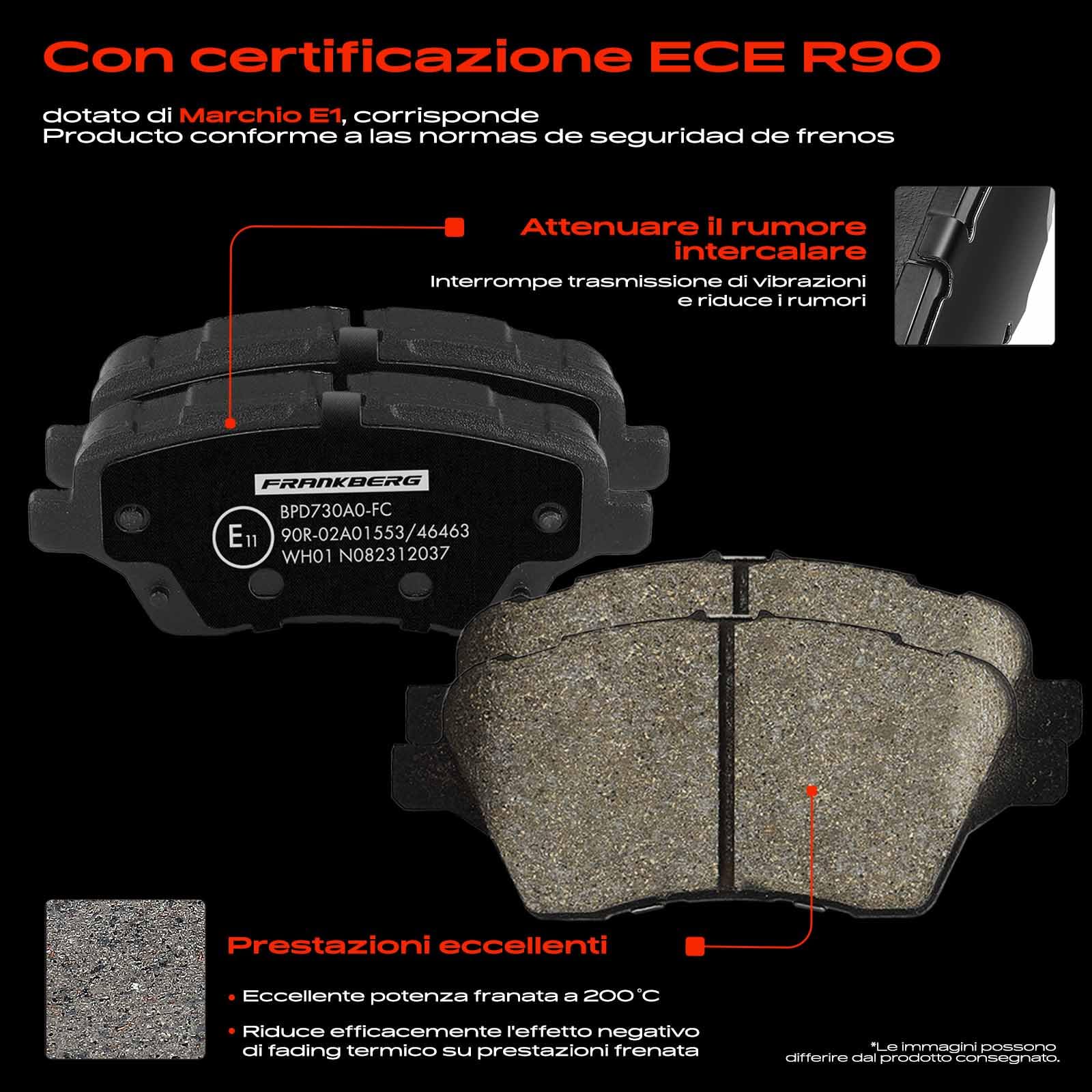 Frankberg 1 set freni incl. 2 dischi freno + 4 pastiglie freno anteriori | Compatibile con: Transit Courier B460 Box/MPV, Tourneo Courier B460 MPV, Transit Courier B460 MPV, B-Max JK, Fiesta VI Van