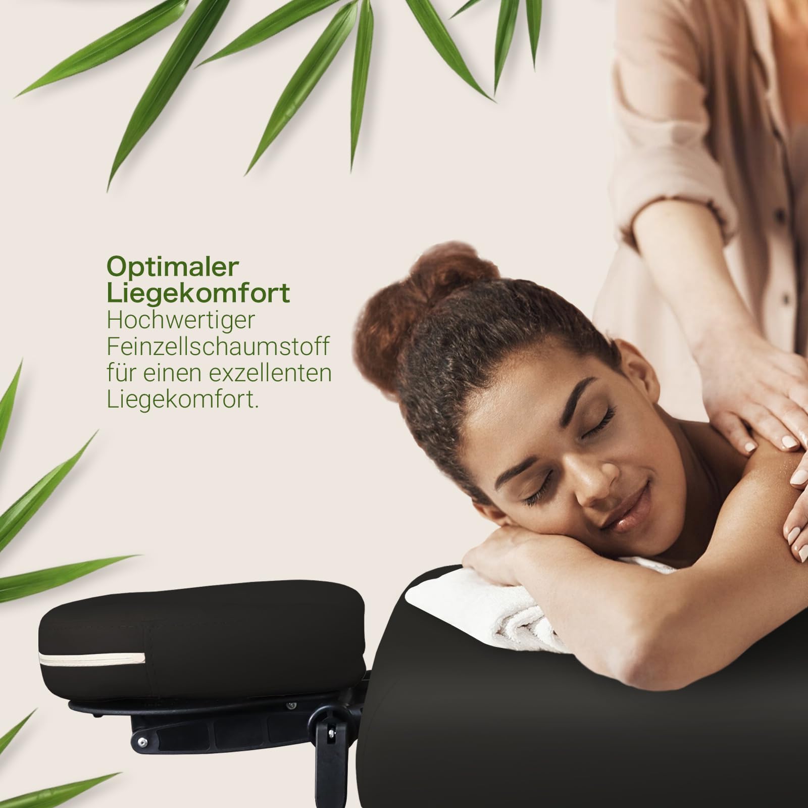 Zen® Startup Massageliege klappbar & Mobile Massagetisch aus Holz, stabile Massagebett - Massagebank höhenverstelbar, Tattoo & Kosmetikliege - Behandlungsliege mit Kopfteil - Schwarz