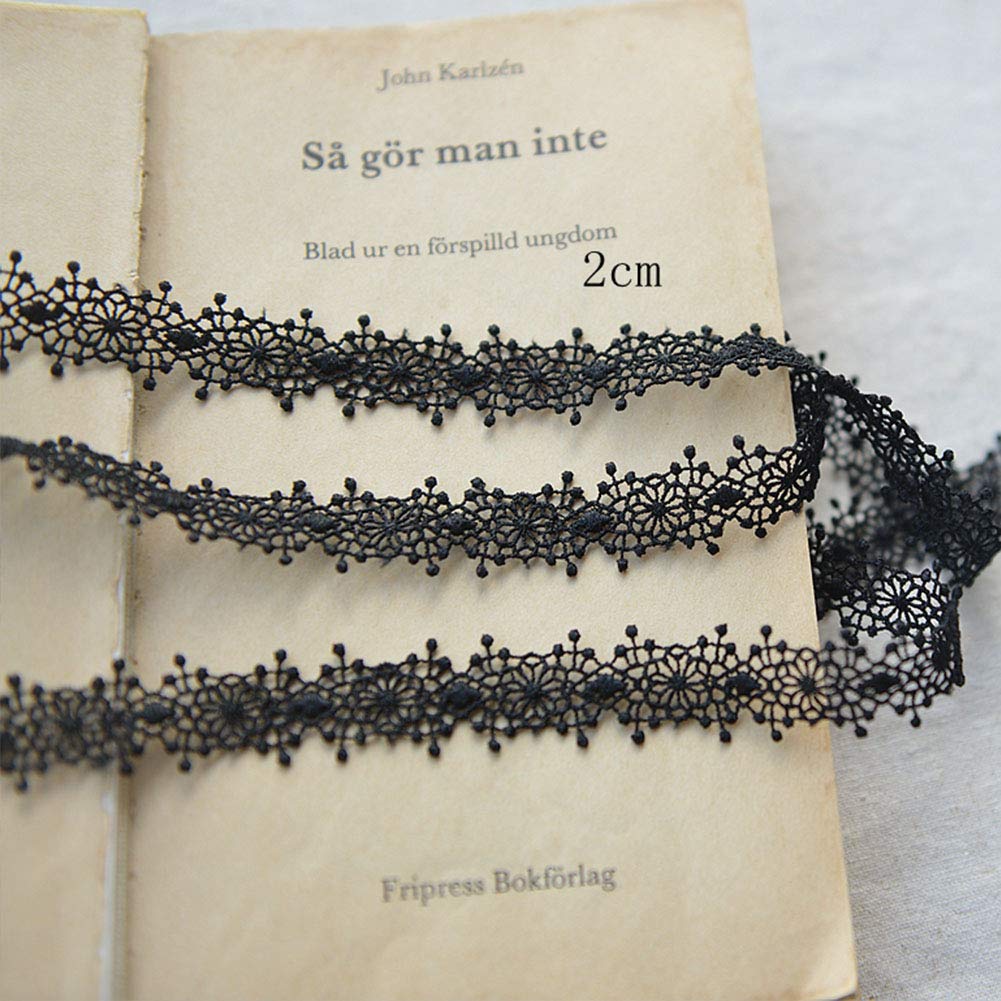 DAHI 15 Yard Black Lace Ribbon Lace Trim Ribbon Vintage Pattern Ribbons Perfect for Crafting,Wedding,Gift Wrapping,Bow Making(Black-C) - Image 3