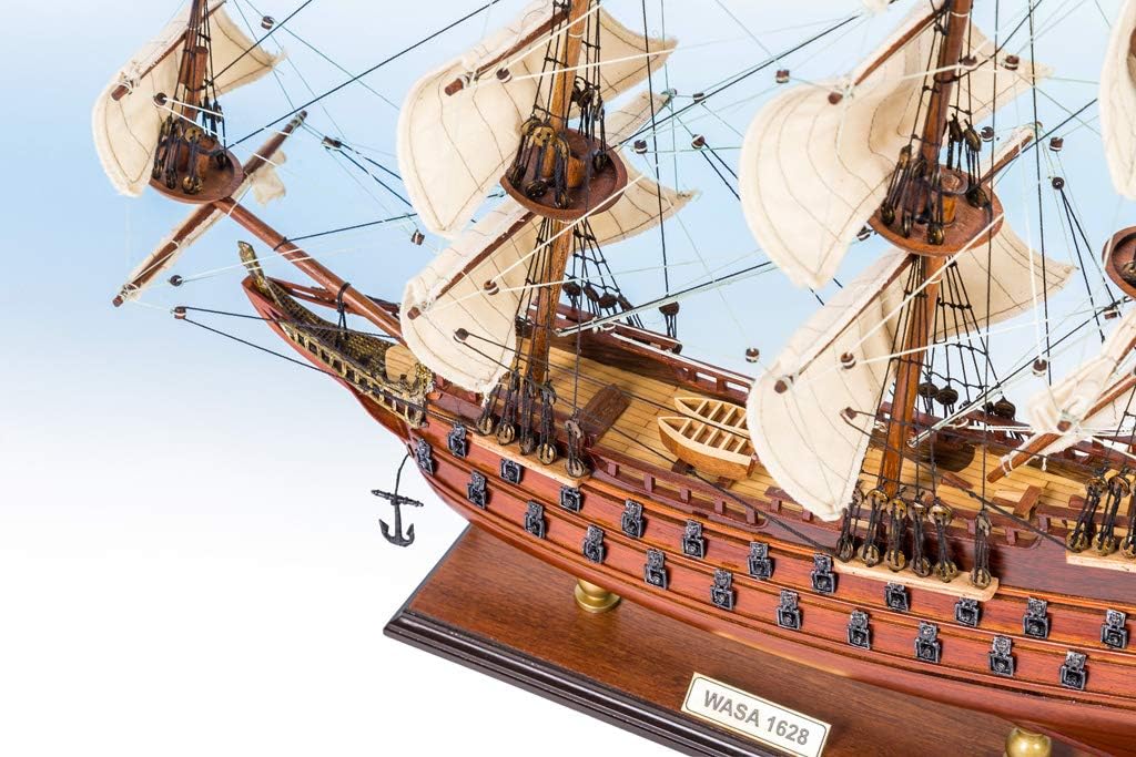 Wasa (Vasa) 19.5" Fully Assembled Model Ship - Wooden, Metal & Linen - 1:153 Scale - Kid - Naval History - Unisex - Not Foldable
