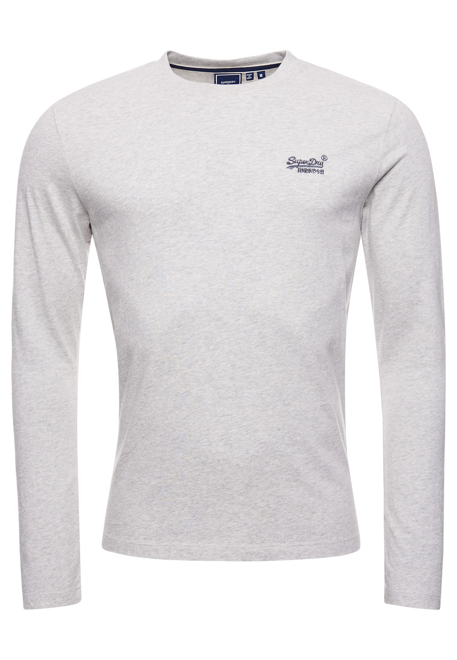 Superdry Glacier Grey Marl Men's Vintage Logo Emb Ls Top Shirt, Xxl