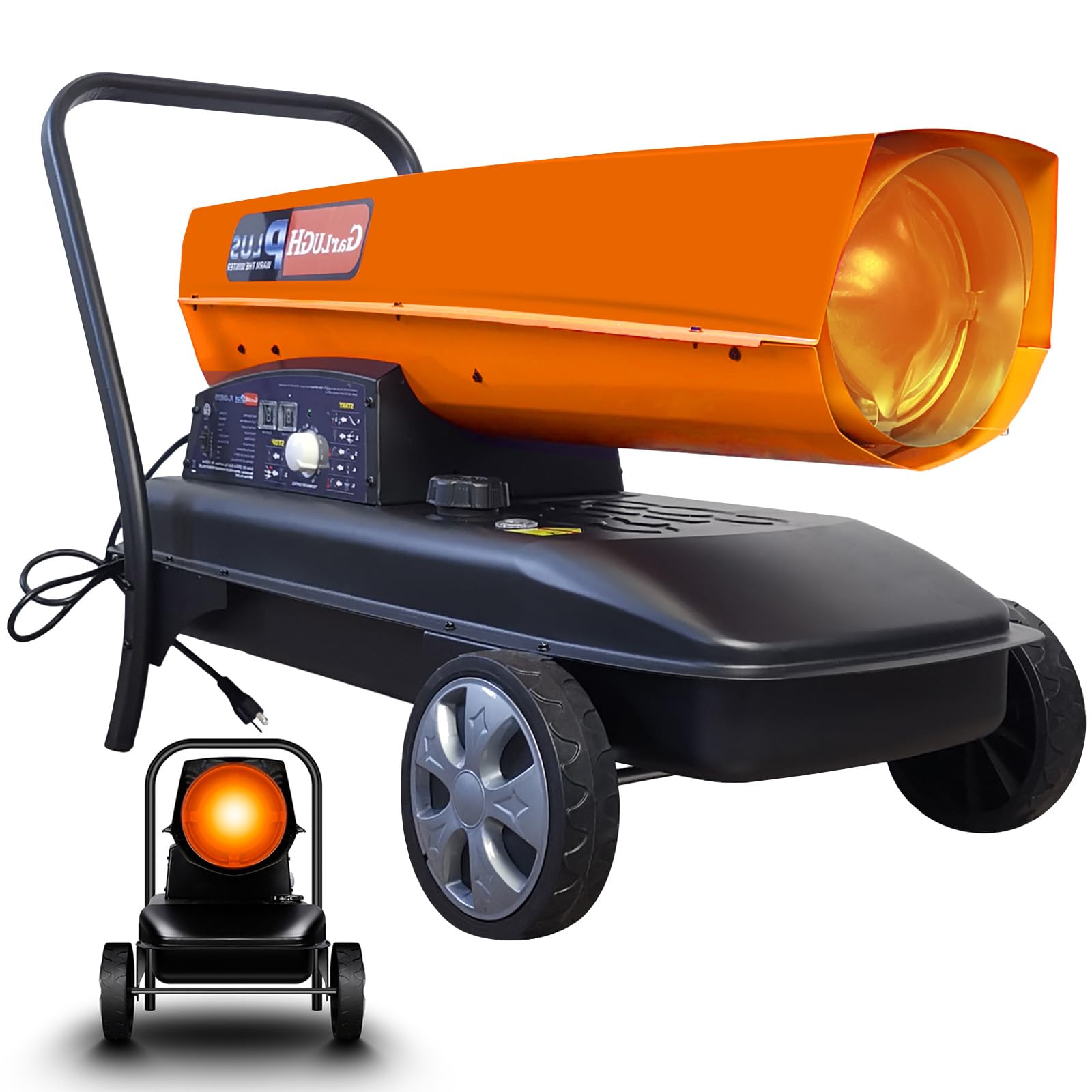 125,000 BTU Kerosene Diesel Heater with Thermostat Control, Portable Torpedo Space Heater with Wheels, Forced Air Heater with Overheat Protection for Garage, Construction Site and Farm