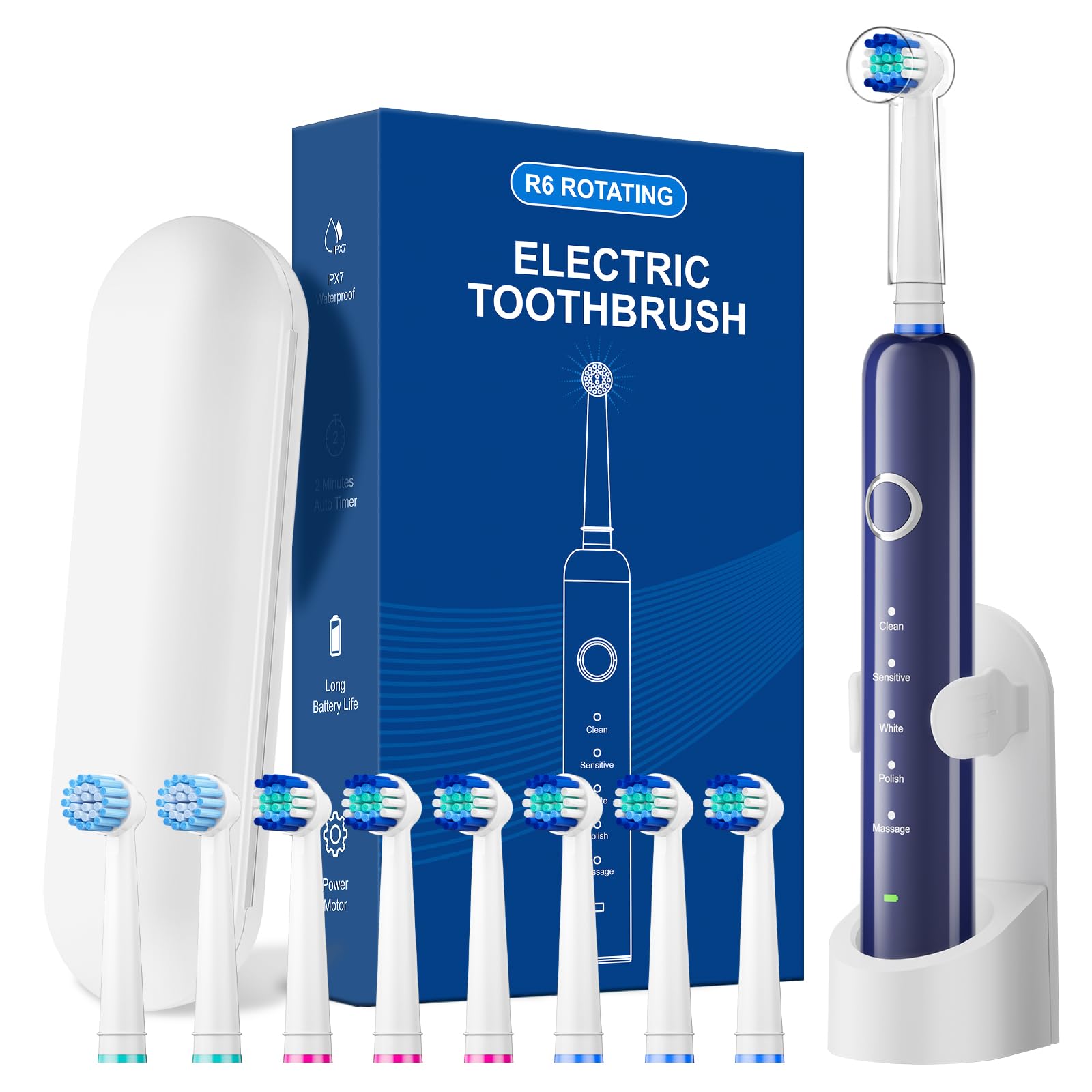 MCUDKIK Rotating Toothbrush for Adults, 5 Cleaning Modes Rechargeable Power Toothbrush — view 11