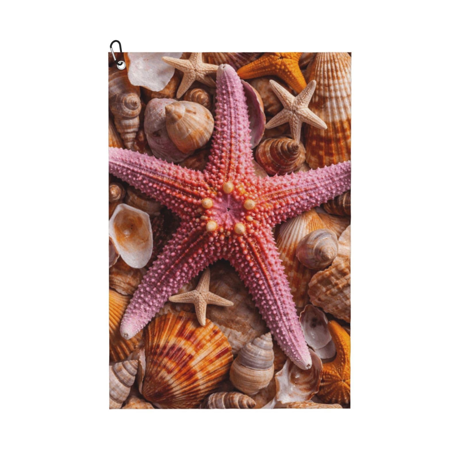 Oudrspo Realistic Starfish and Seashell Multi-Functional Golf Towel | Absorbent Quick Drying 16x24in
