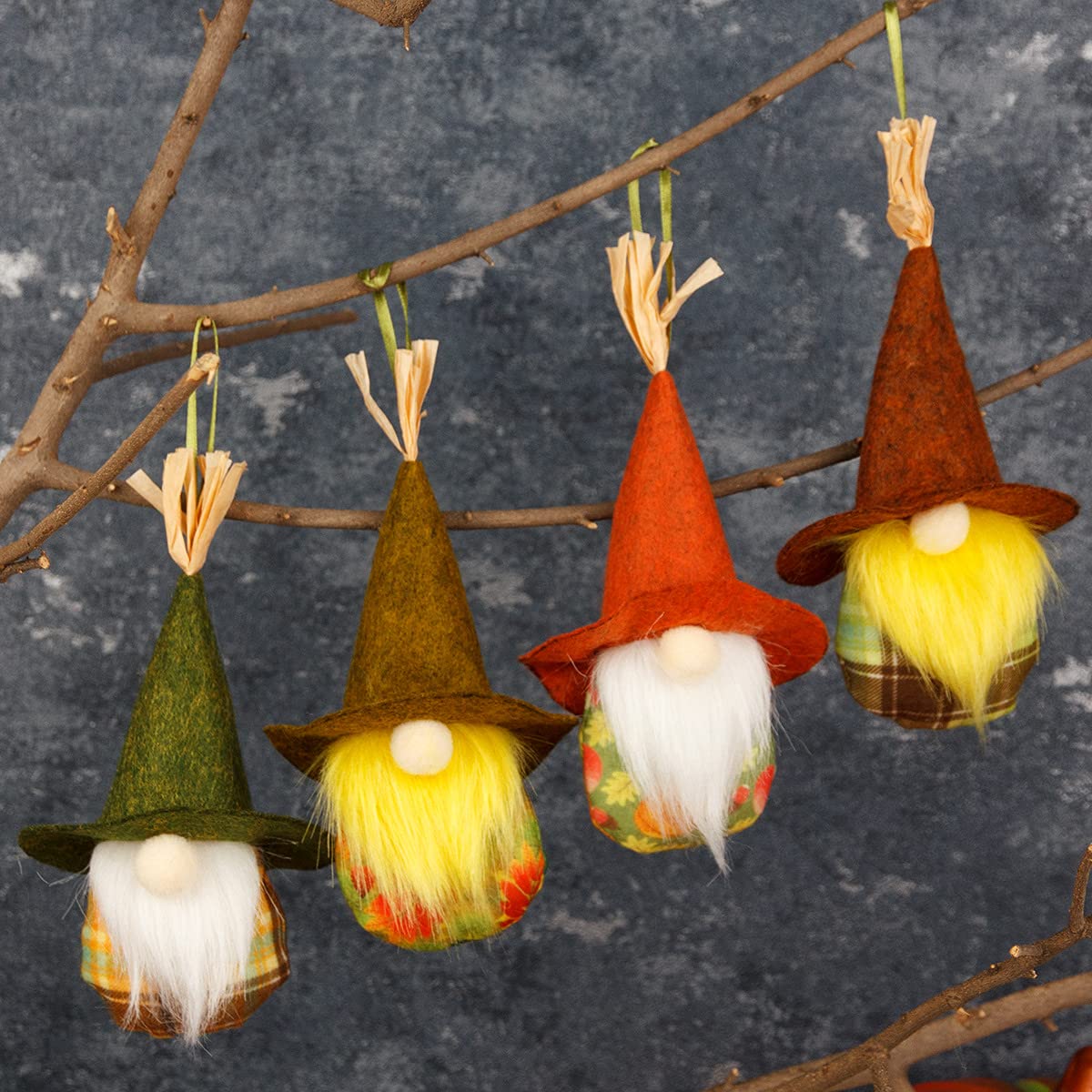 Attria 4 Pcs Harvests Hanging Gnome Gonk Plush Handmade Faceless Doll, Autumn Handmade Pumpkin Ornaments, Sunflower Household Dwarf For Thanksgiving Day Home Tiered Tray Party Decorations