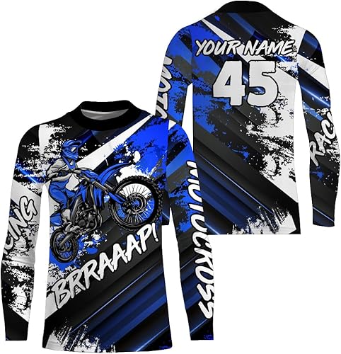 Miniatura 5 de Camiseta de motocross UPF30+ para jóvenes, niños, hombres, mujeres, carreras, motocross, camisa Brap Extreme Off-Road Motocicleta de manga larga XM36