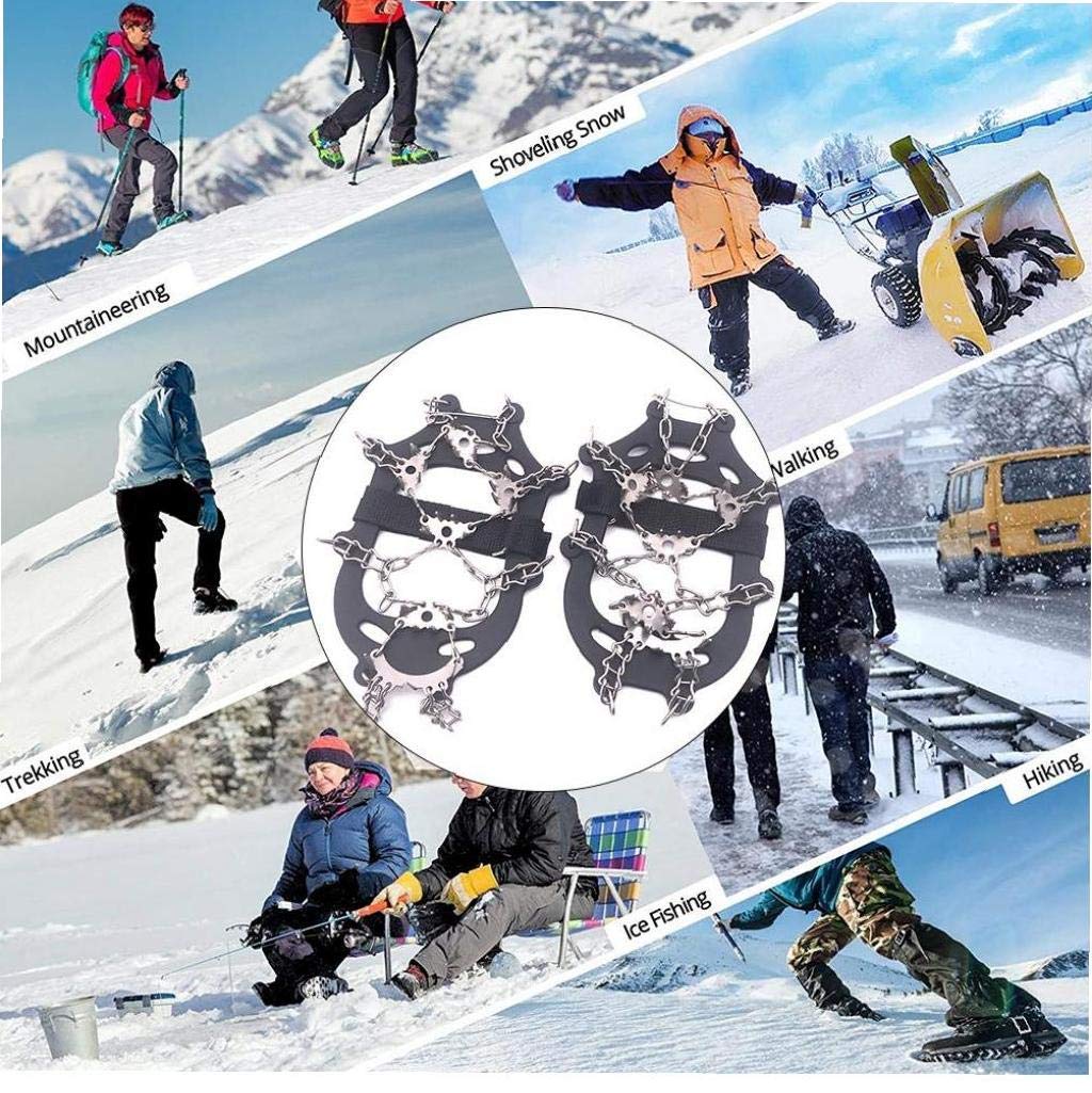 Traction Cleats Steigeisen, Ice Snow Grips für Schuhe mit 23 Edelstahlspikes zum Gehen, Joggen, Klettern, Wandern auf Schnee und Ice XL Black