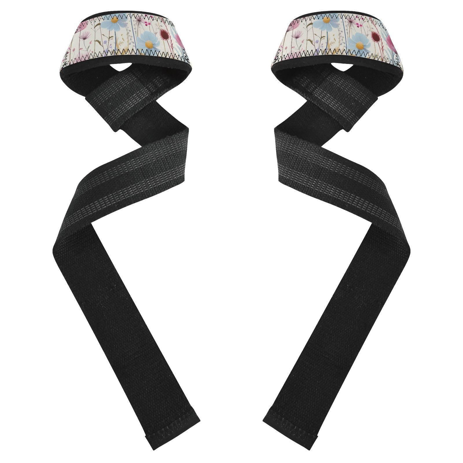 Nander Herb Flower Wrist Straps for Weightlifting,Lifting Straps with Neoprene Cushioned Wrist Padded and Anti-Skid Silicone for Strength Training,Bodybuilding,Deadlifting