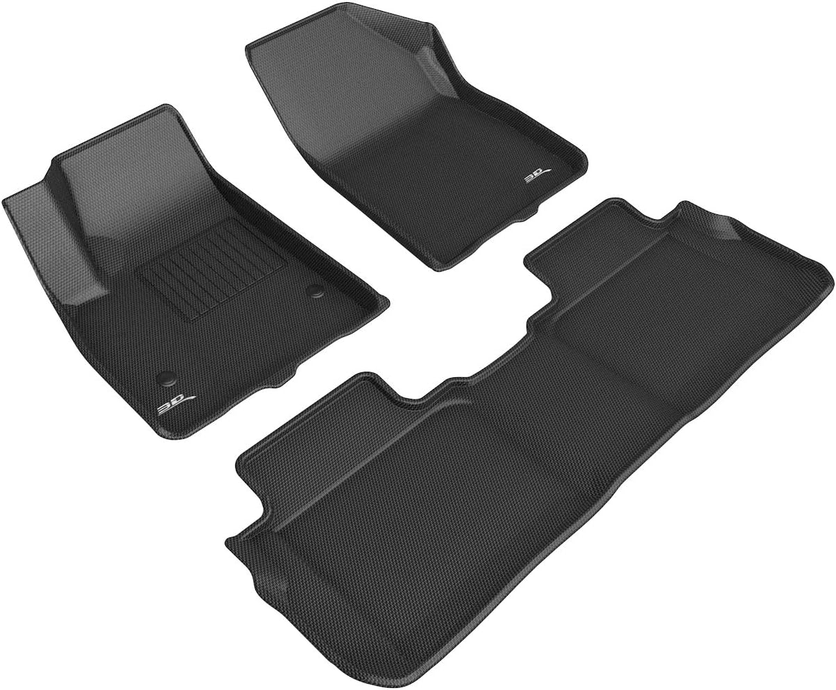 3D MAXpider Custom Fit Kagu Floor Mat (Black) for 2017-2022 GMC Acadia 5-Seats - 1ST Row 2ND Row