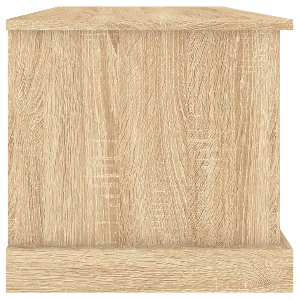 Aufbewahrungsbox Sonoma-Eiche aus Holzwerkstoff 70 x 40 x 38 cm mit Deckel, Stauraum Truhe und Sitzbank für Wohnzimmer Schlafzimmer Flur, Organizer Kiste für Spielzeug Wäsche Ordnung