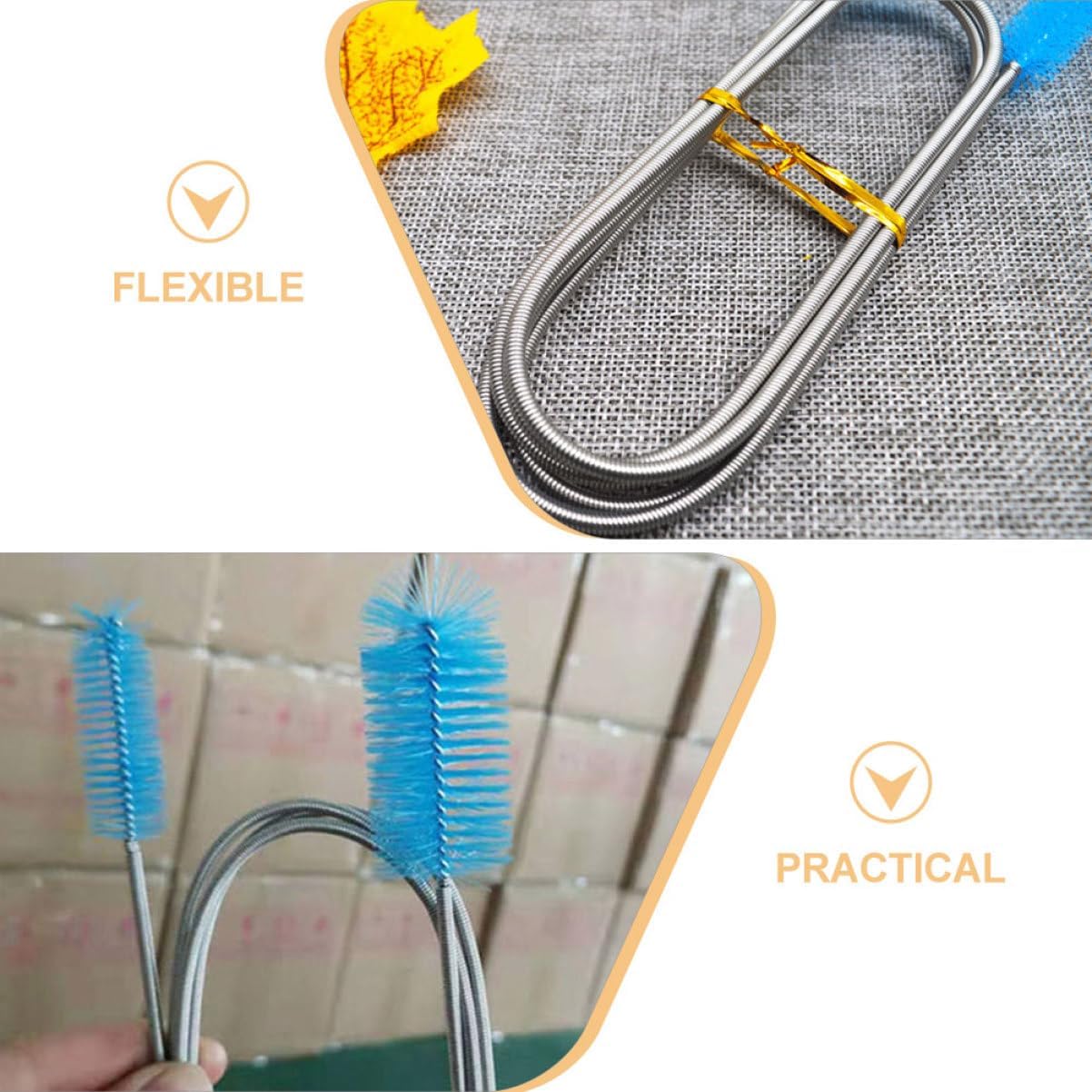 Mobestech 8pcs Double-Ended Aquarium Cleaning Brush Flexible Fish Tank Brush Spring for Thorough Cleaning of Tanks Hoses Drains