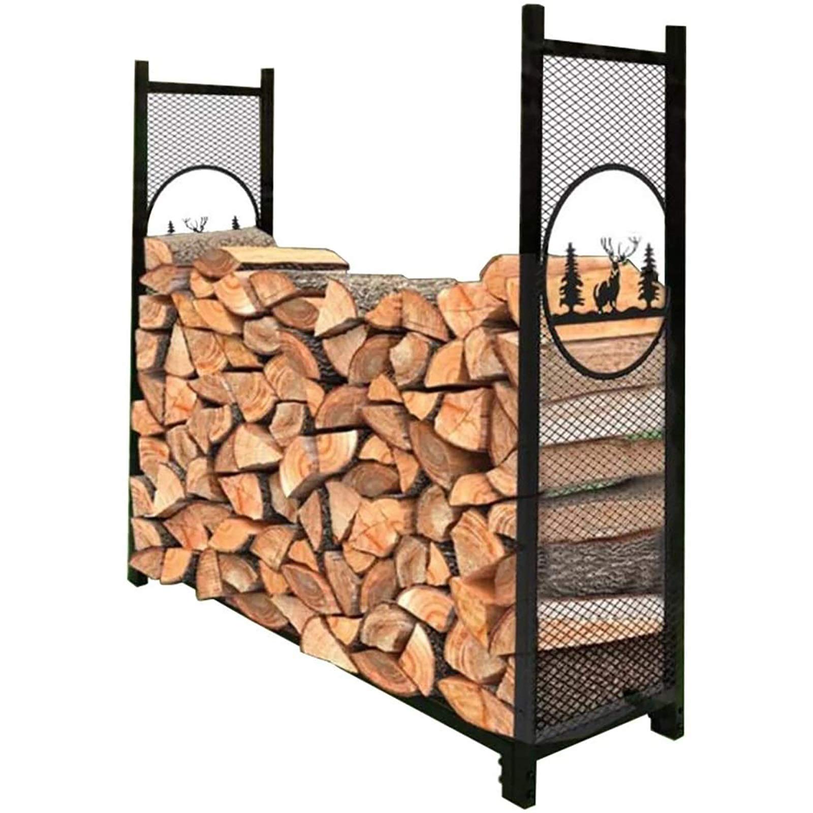 Portalegna da Esterno da 4 Piedi, Grande e Robusto portalegna Rustico, Supporto in Metallo per Legna da ardere per Camino, Patio, terrazza, Giardino, Alto 50 Pollici