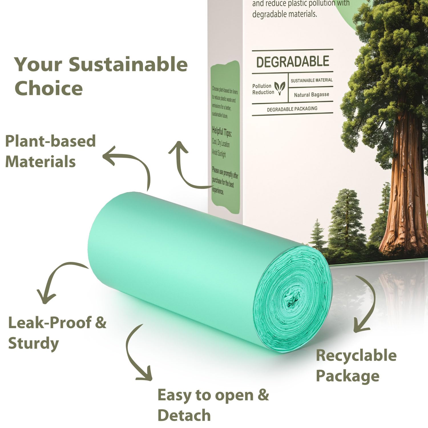 Bolsas de compostaje pequeñas de 3 galones, 125 unidades, bolsas de basura compostables pequeñas sin perfume, bolsas de basura biodegradables de 3 galones, aptas para baños de 11.36 litros