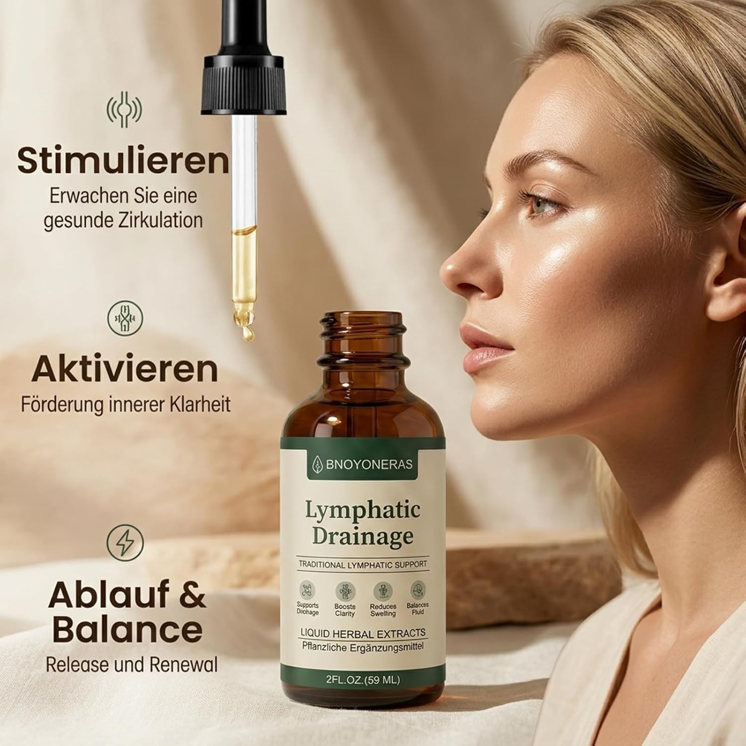 Lymphdrainage Tropfen, Unterstützt Lymphdrainage, Fördert die allgemeine Gesundheit, 100% Natürlich Hochdosiert Vegan, Lymphatic Drainage für Männer und Frauen, 60 ml (2)