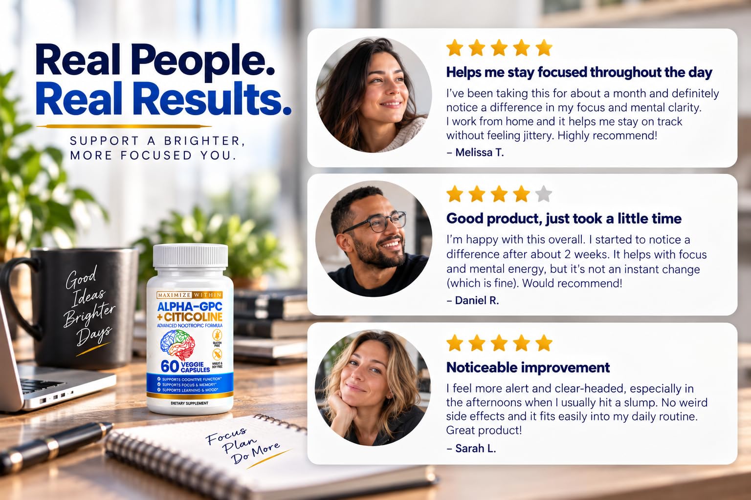 Alpha GPC + Citicoline 60 Ct, 1600mg Concentrated Formula- 99%+Highly Purified & Bioavailable Nootropic-Cognitive Enhancer, Supports Memory, Brain Function, Boosts Focus, Mood & Energy — Amazon image 10