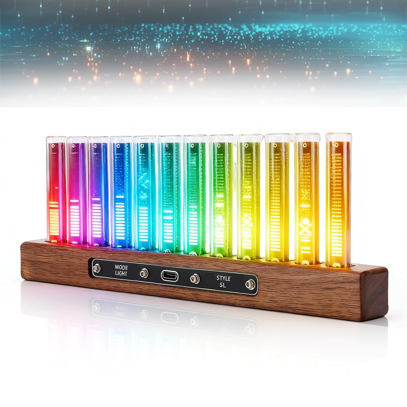 VILA SMO LED Music Spectrum Display, Wireless Music Visualizer with Adjustable Color, with 12 Tube Rhythm Light and AGC Automatic Gain Control, for Home Decoration, Parties, Desktop Atmosphere