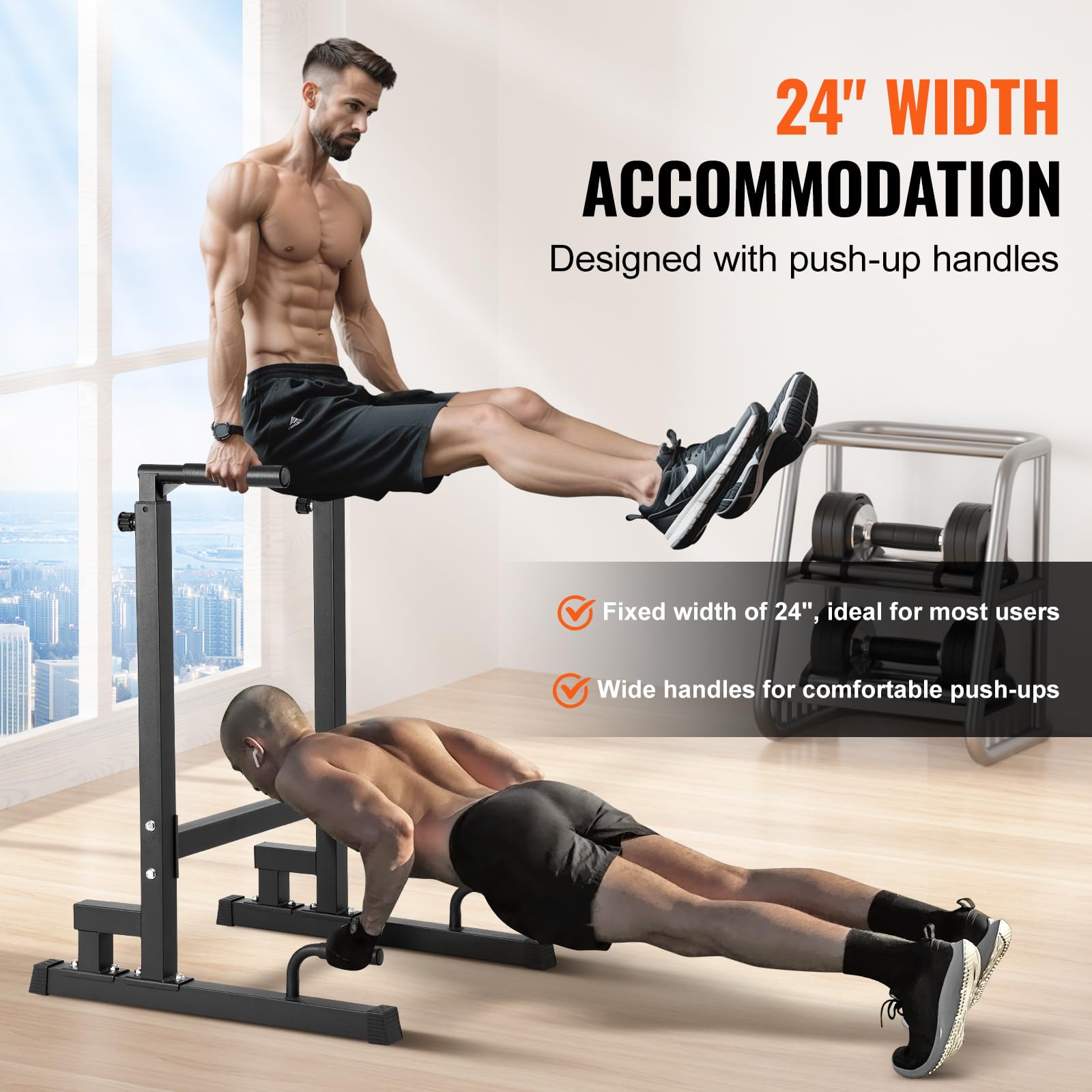 VEVOR Barre Dips, Capacité de 227 kg, Station de Dips Très Résistante avec Hauteur Réglable, Station de Barre d'Entraînement de Fitness, Barres Parallèles pour l'Entraînement de Force à la Maison