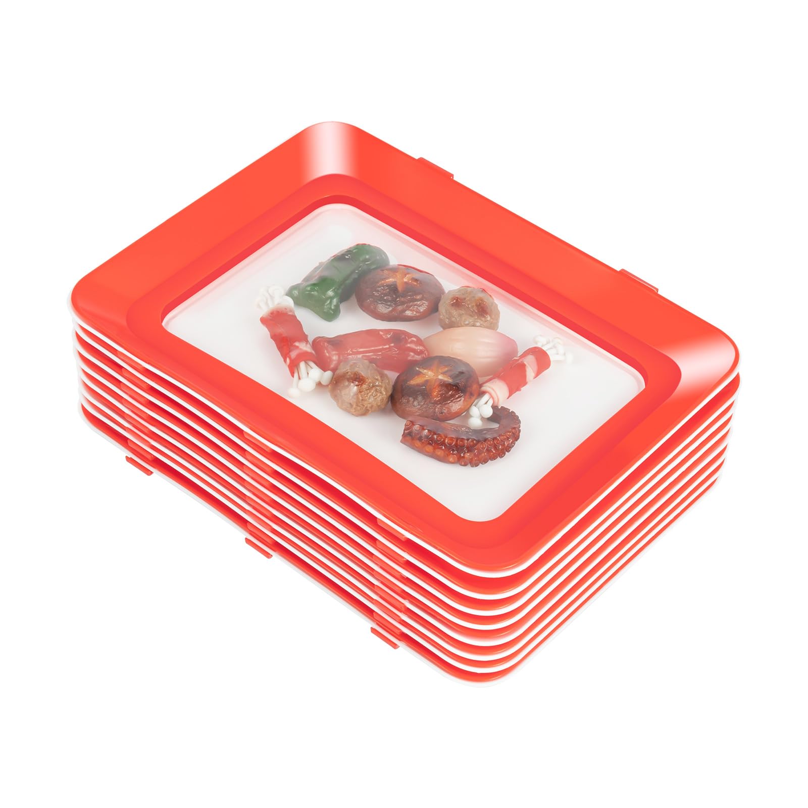 8 sztuk tac utrzymujących świeżość do zamrażarki, pojemniki do przechowywania żywności wielokrotnego użytku, 30 x 22 x 3 cm, pudełka na wędliny, alternatywa dla folii jednorazowej do kuchni